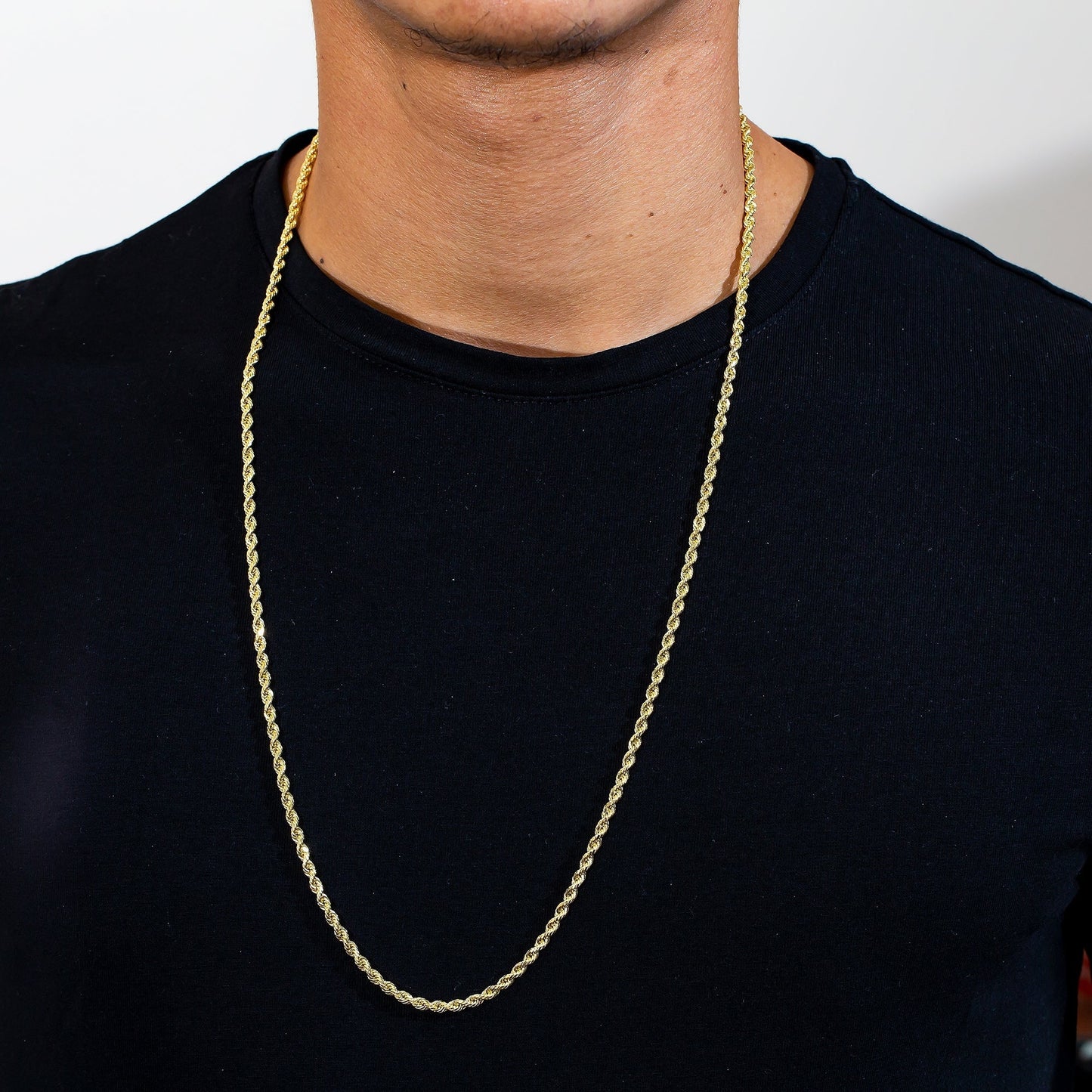 Dainty 10k Yellow Gold Diamond Cut Rope Twisted Braided Chain Necklace 2.5MM Pure 10 Karat Gold Necklace, 16''-30β' Men Women Unisex Teens 10k Rope Chain Necklace
