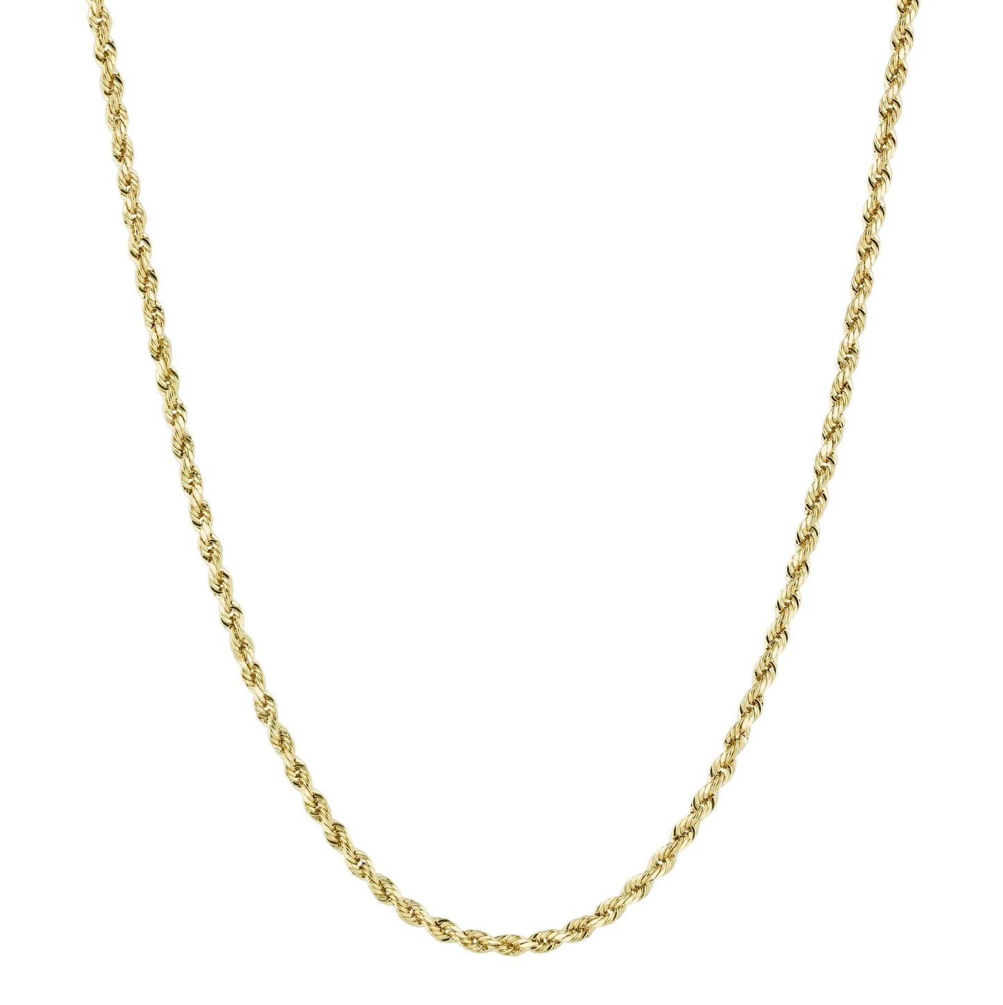 Dainty 10k Yellow Gold Diamond Cut Rope Twisted Braided Chain Necklace 2.5MM Pure 10 Karat Gold Necklace, 16''-30β' Men Women Unisex Teens 10k Rope Chain Necklace
