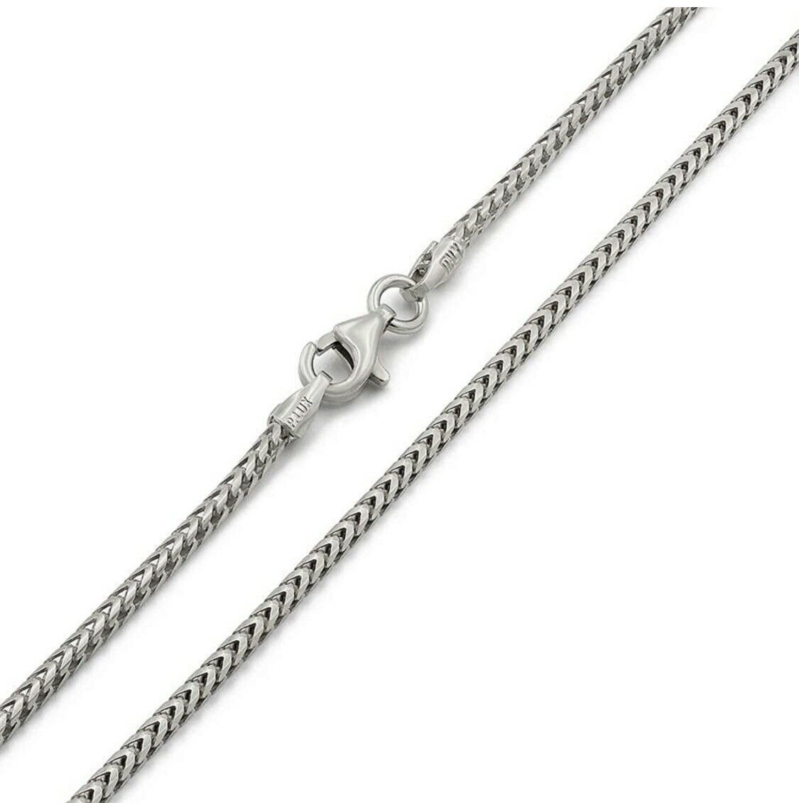 Solid .925 Sterling Silver 2mm Solid Franco Square Box Link Chain Necklace, 16''-30’' Men Women Unisex Teens Silver Franco Square Box Link Chain