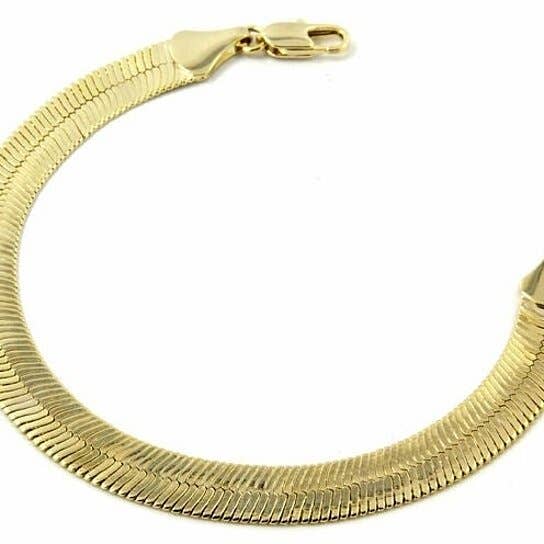 Unisex Real Gold Plated Magic/Snake Chain Bracelet 8''