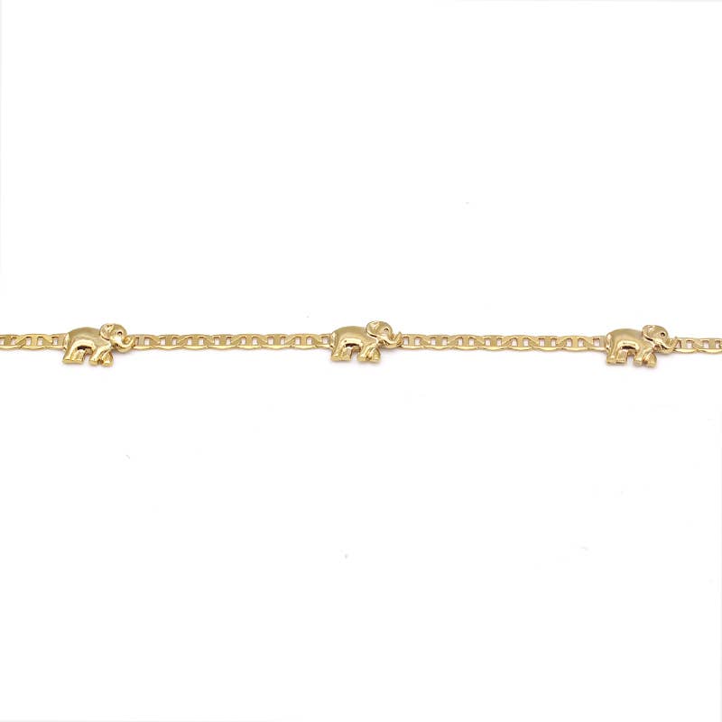 18K Gold Plated Flat Marina Elephant Anklet For Women- Made