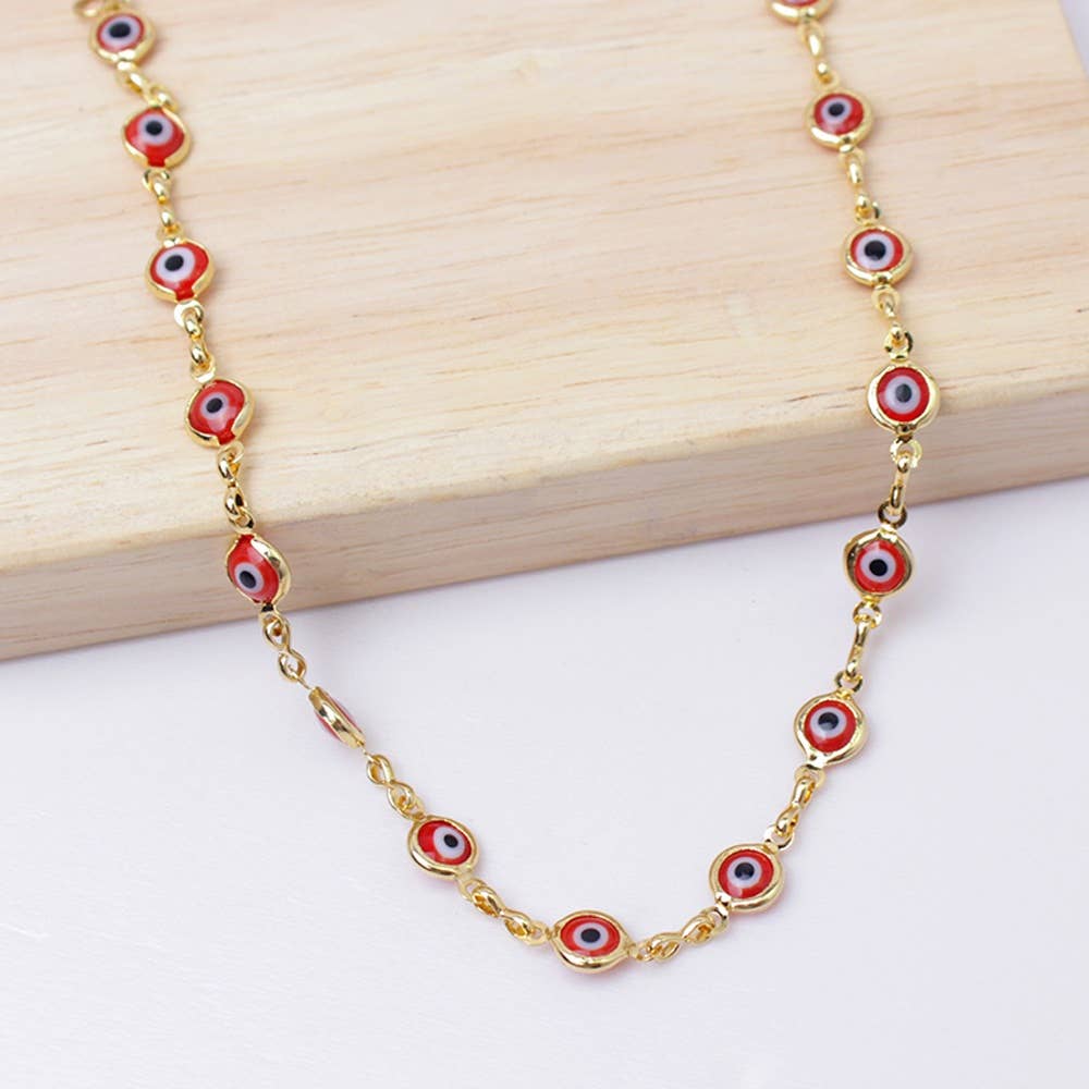 18K Gold Plated Red Evil Eye Anklet