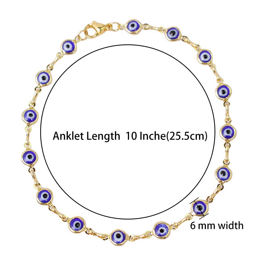 18K Gold Plated Blue Evil Eye Anklet