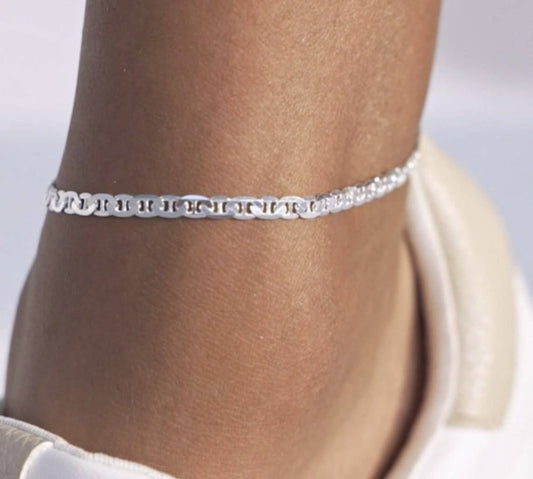 White Gold Plated Mariner Anklet