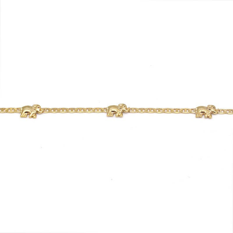 18K Gold Plated Flat Marina Elephant Anklet For Women