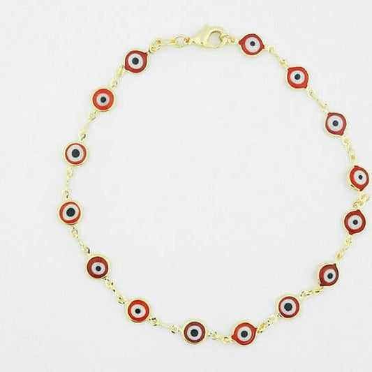 18k Gold Fill Red Evil Eye Anklet