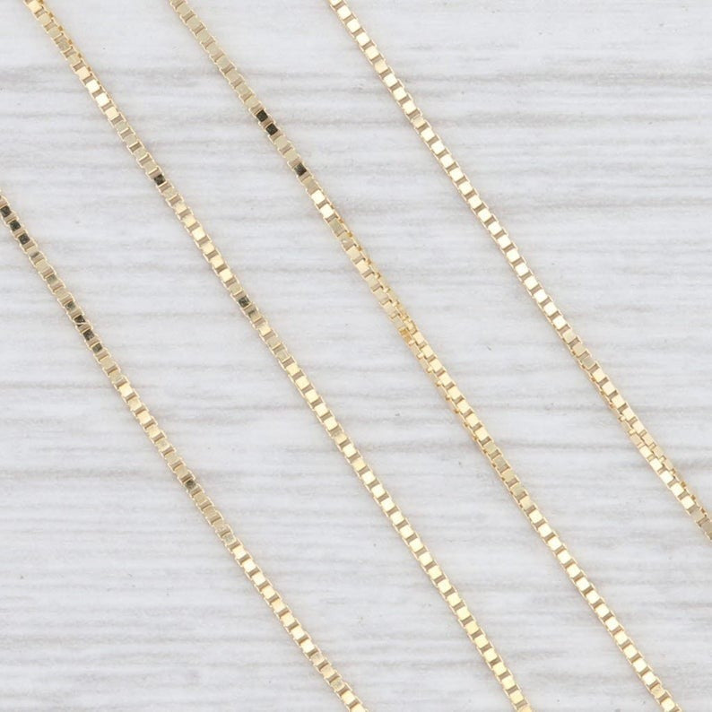 14k Dainty Thin Yellow Gold Box Chain Necklace .8MM Pure 14 Karat Gold Necklace, 16''-30’' Men Women Unisex Teens 14k Box Chain Necklace