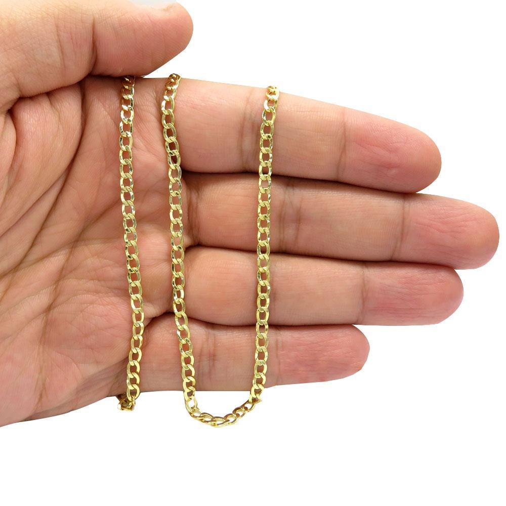 Dainty 10K Yellow Gold Italian Cuban Curb Chain Necklace 2.2MM Pure 10 Karat Gold Necklace, 16''-24’' Men Women Unisex 10k Cuban Curb Chain Necklace