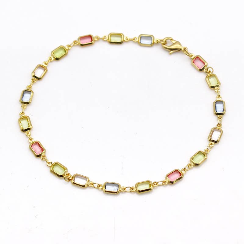 18K Gold Plated Gold And Multi Color Light Color Crystal