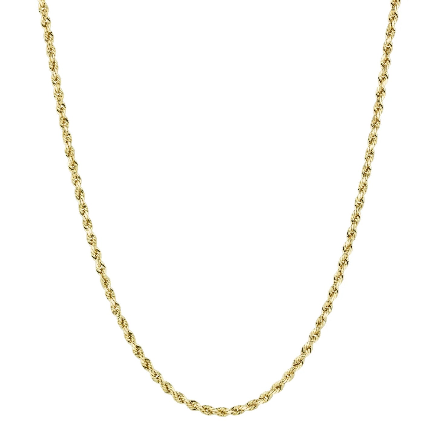 Dainty 10k Yellow Gold Diamond Cut Rope Twisted Braided Chain Necklace 2.5MM Pure 10 Karat Gold Necklace, 16''-30’' Men Women Unisex Teens 10k Rope Chain Necklace