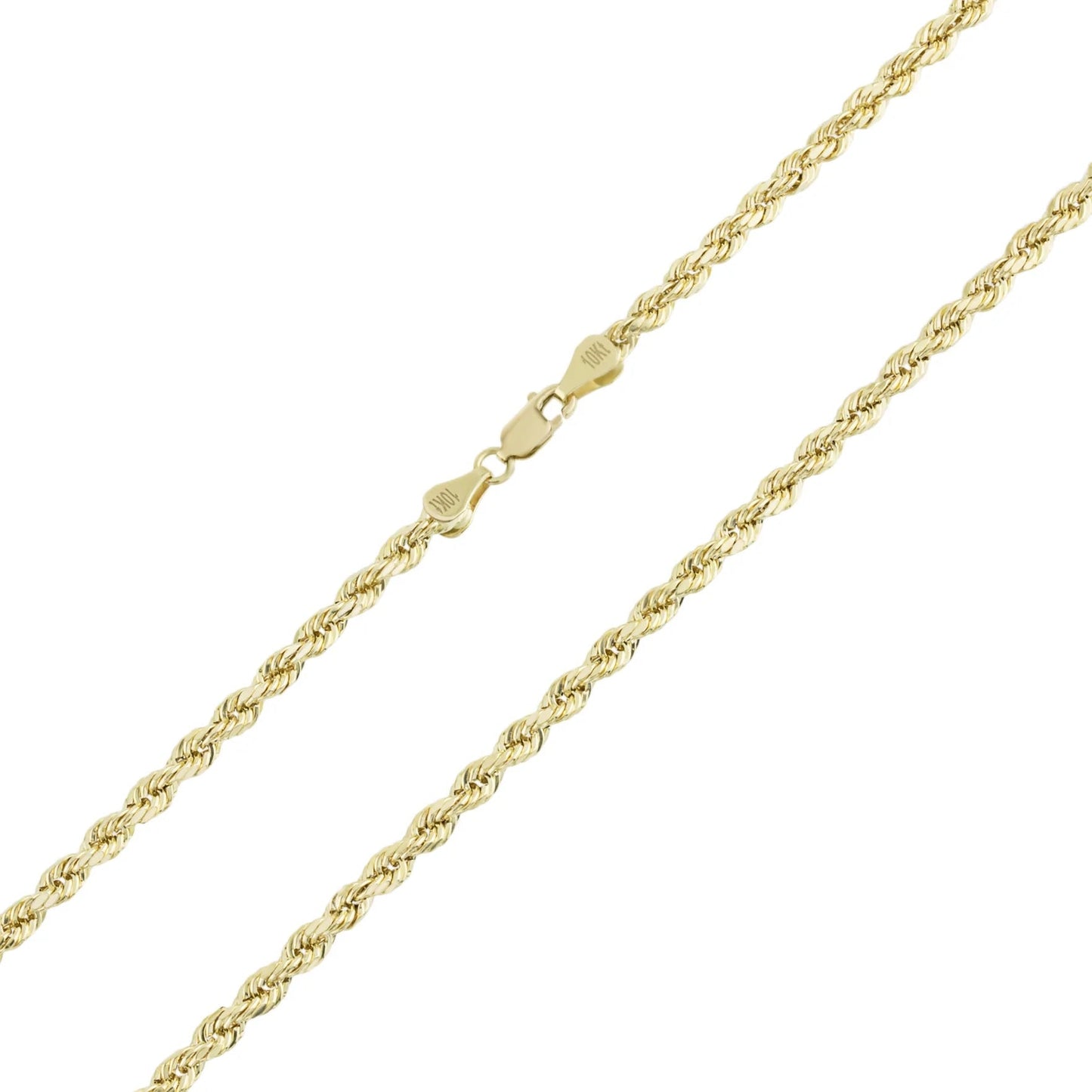 Dainty 10k Yellow Gold Diamond Cut Rope Twisted Braided Chain Necklace 2.5MM Pure 10 Karat Gold Necklace, 16''-30’' Men Women Unisex Teens 10k Rope Chain Necklace