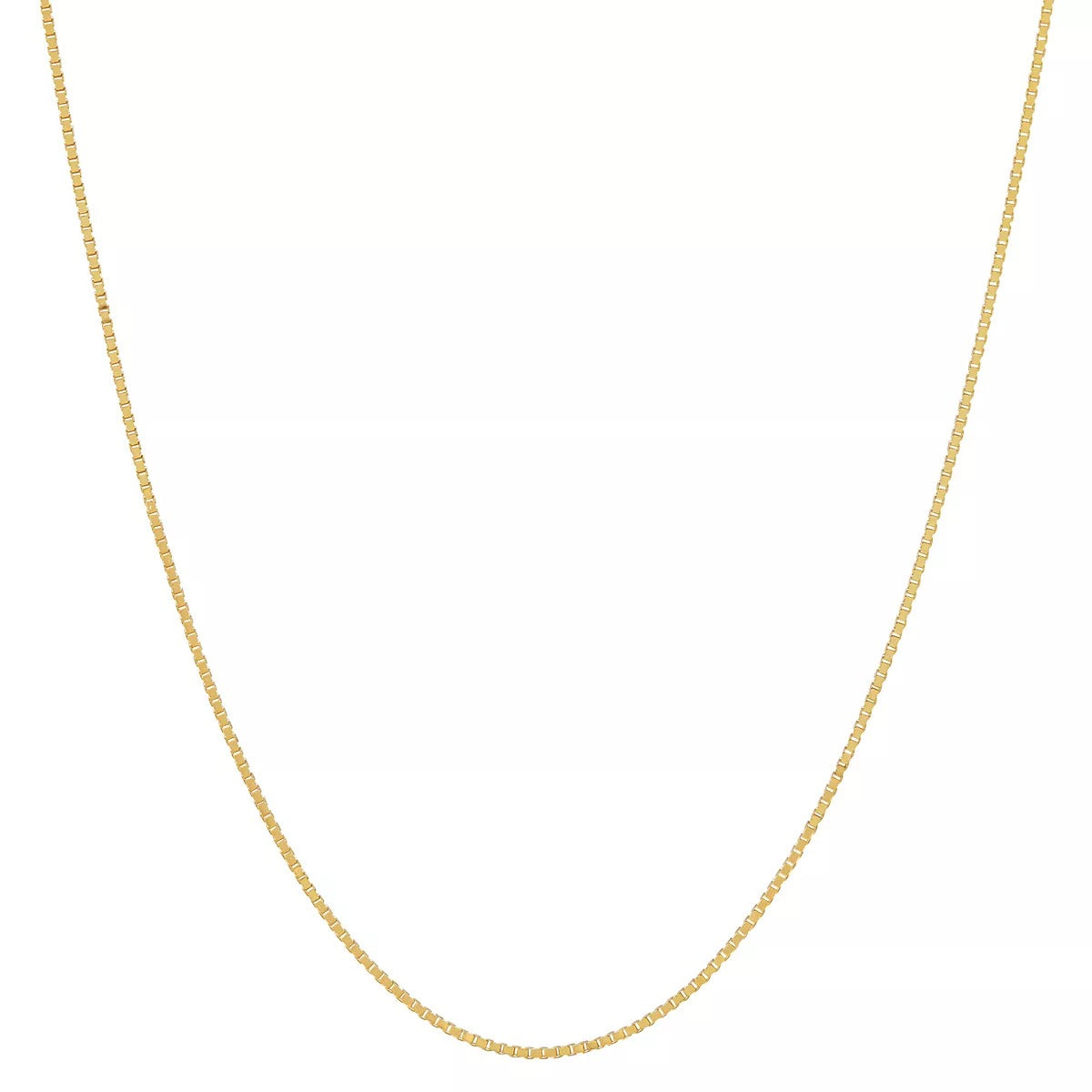 14k Dainty Thin Yellow Gold Box Chain Necklace .8MM Pure 14 Karat Gold Necklace, 16''-30’' Men Women Unisex Teens 14k Box Chain Necklace