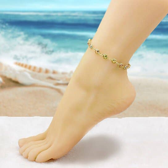 18K Gold Plated Gold Multi Color Crystal Anklet JJA18