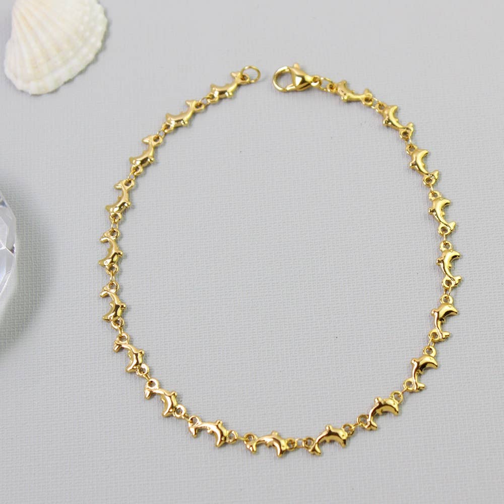 18K Gold Plated Dolphin Anklet