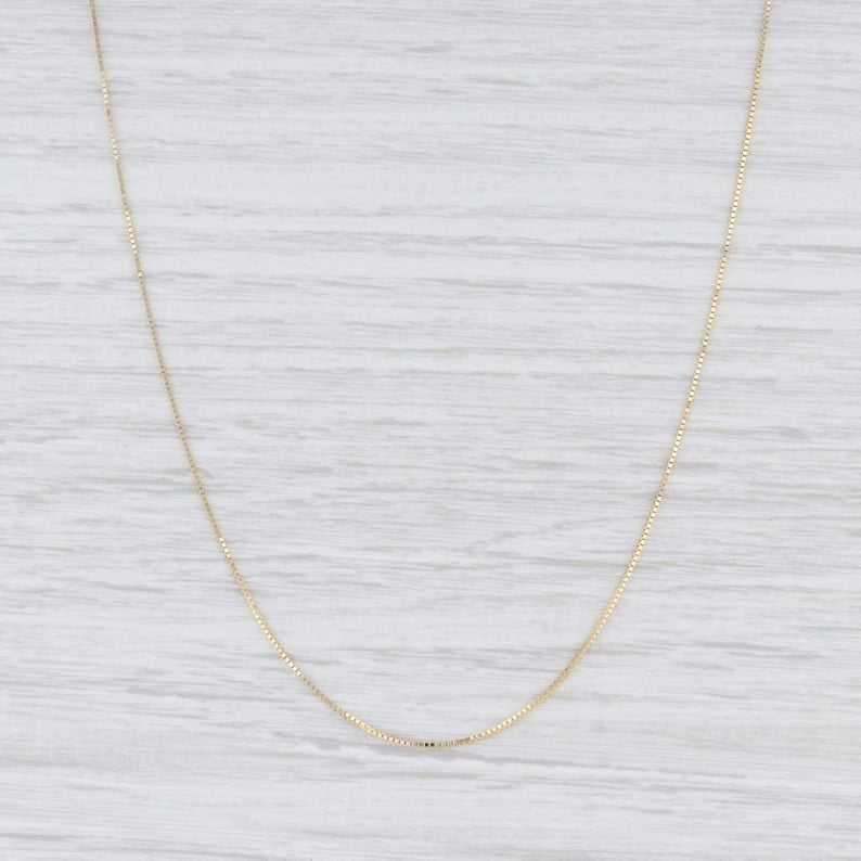 14k Dainty Thin Yellow Gold Box Chain Necklace .8MM Pure 14 Karat Gold Necklace, 16''-30’' Men Women Unisex Teens 14k Box Chain Necklace