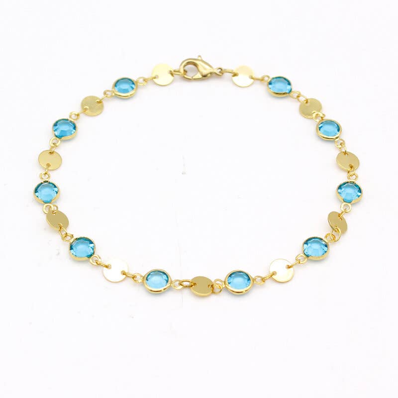 Aquamarine Crystal Ankle Bracelet