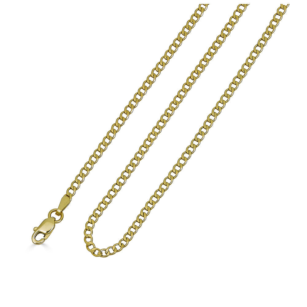 14K Dainty Thin Yellow Solid Gold Italian Cuban Curb Chain Necklace 2.2MM Pure 14 Karat Gold Necklace, 16''-30’' Men Women Unisex Teens 14k Cuban Curb Chain Necklace