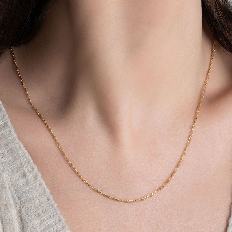 18K Gold Plated 2mm Figaro Chain Necklace