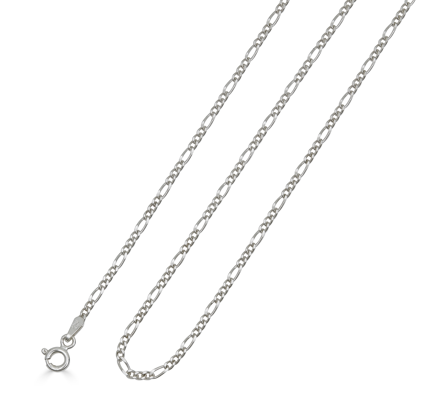 .925 Solid Sterling Silver Italian Figaro Link 2.2MM Chain Necklace, 16''-30’' Men Women Unisex Teens Silver Figaro Link Chain Necklace