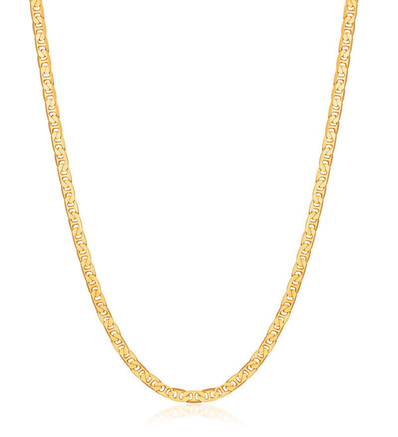 18k Gold Plated Flat Mariner 3.5MM Chain Necklace