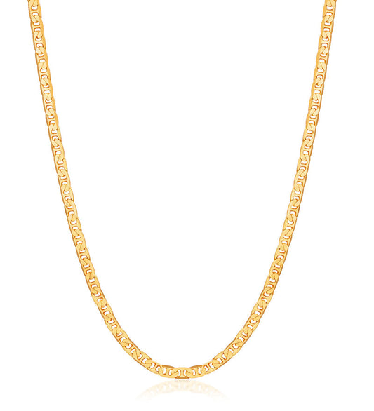 18k Gold Plated Flat Mariner 3.5MM Chain Necklace