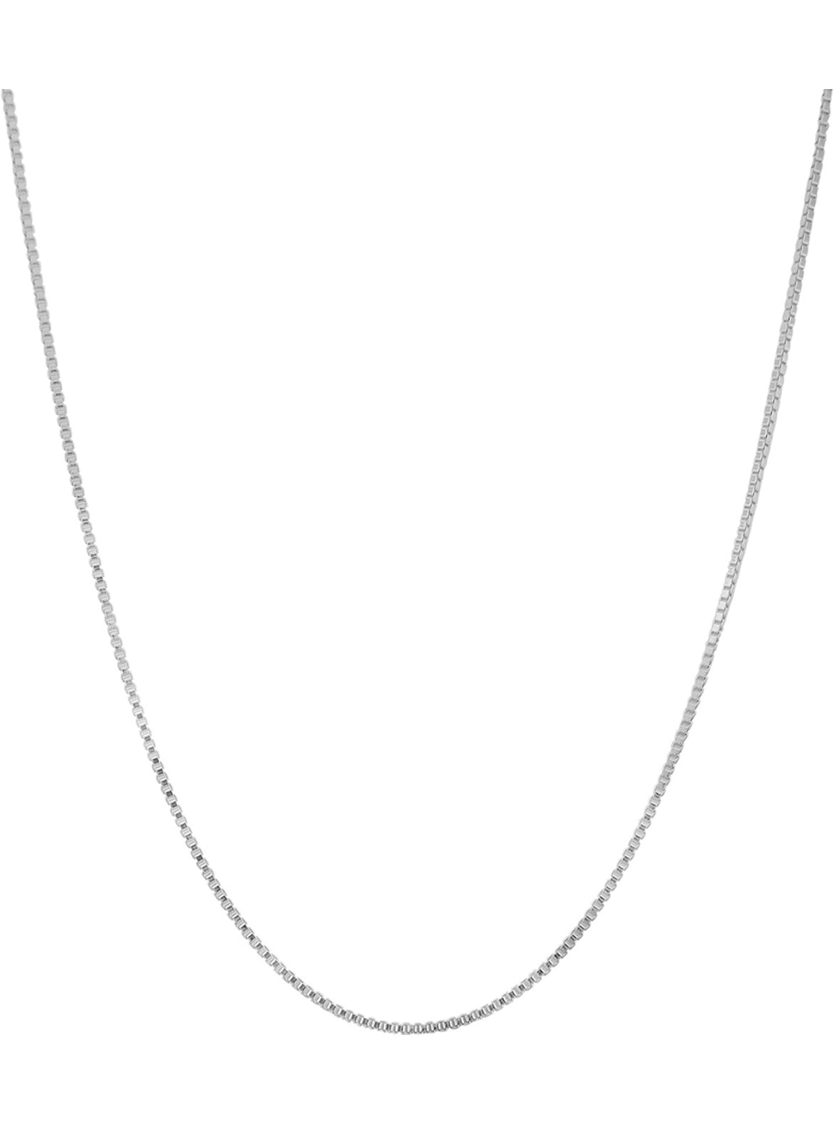 Solid Sterling Silver Thin Box Chain Pendant Necklace - 5 Lengths