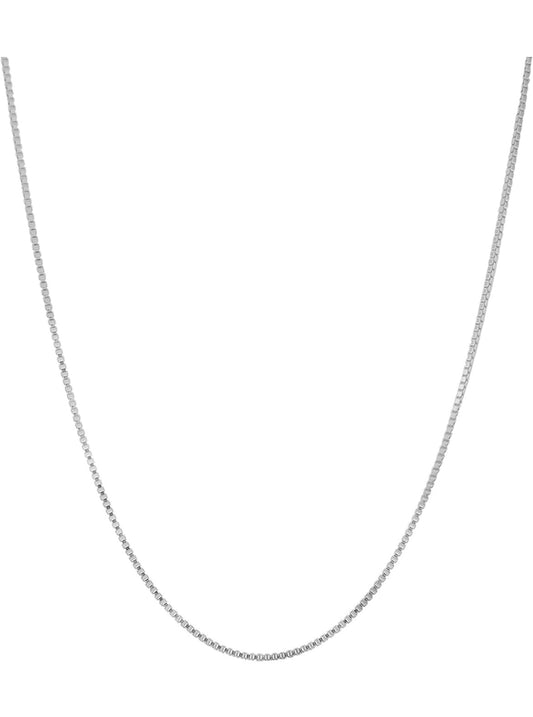 Solid Sterling Silver Thin Box Chain Pendant Necklace - 5 Lengths