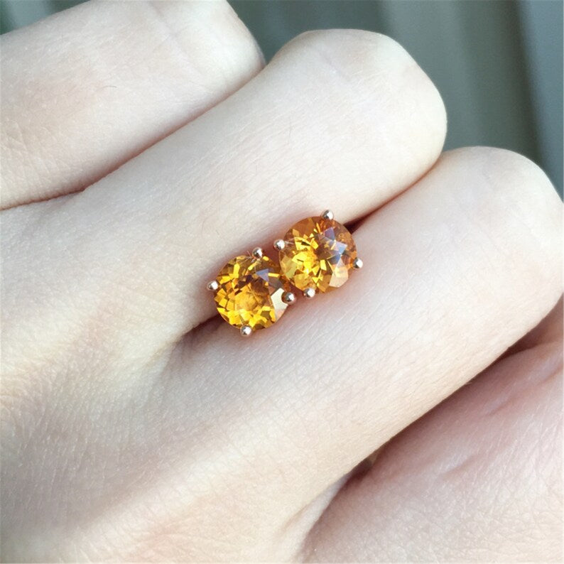 Sterling Silver Citrine Gemstone Studs - 2 Styles