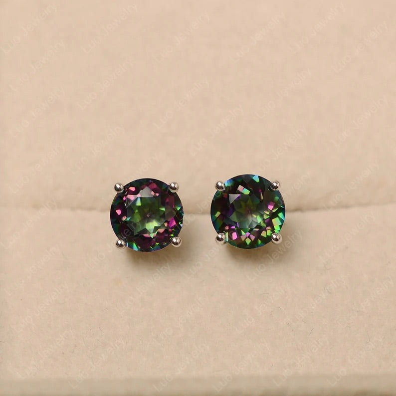 925 Sterling Silver Mystic Quartz Studs Earrings