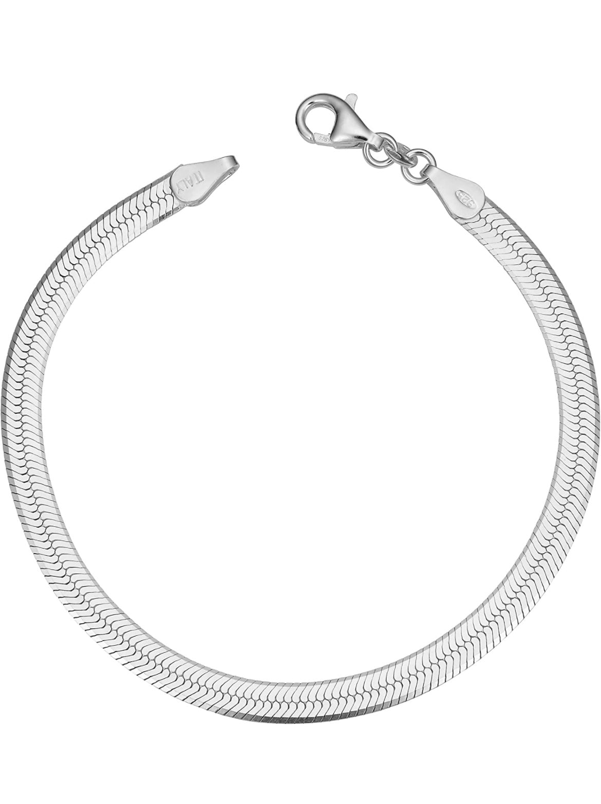 Italian Sterling Silver Flat Snake Link Bracelet - 2 Options