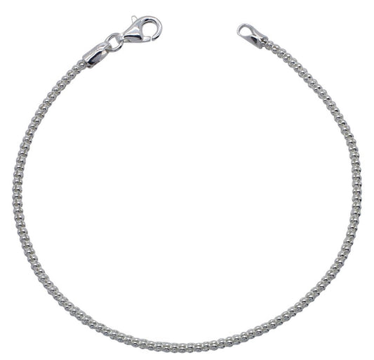 Italian 925 Solid Sterling Silver Popcorn Link Bracelet