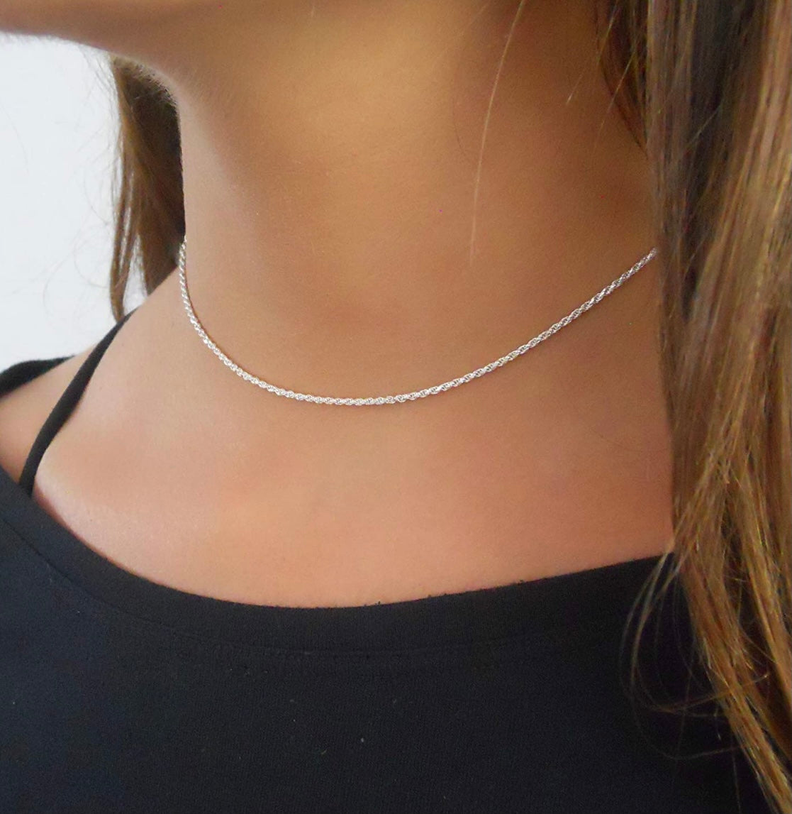 Pure .925 Sterling Silver Rope Chain 3.5MM Choker Stacking Necklace - 5 Lengths