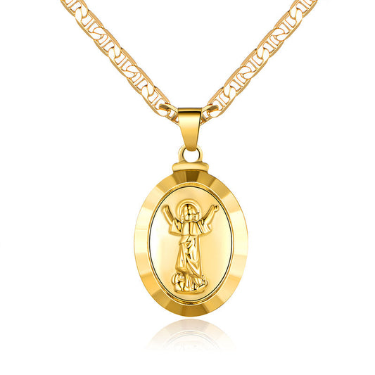 18K Gold Plated Baby Jesus Pendant Necklace