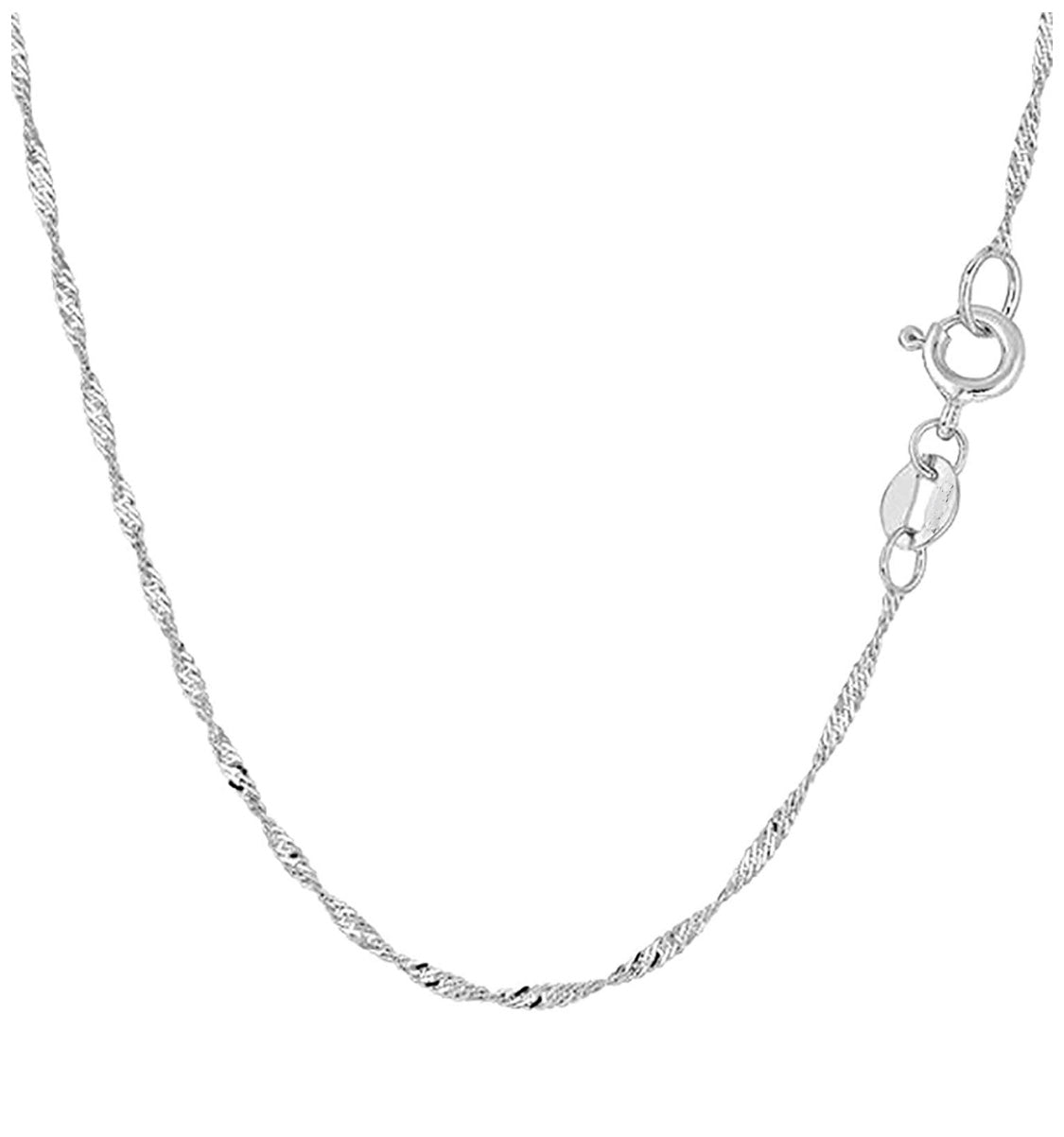 Sterling Silver 2MM Diamond Cut Singapore Link Chain Necklace - 5 Lengths