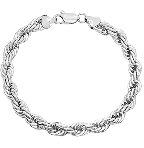 Sterling Silver Plated White Unisex Rope Anklet 10''