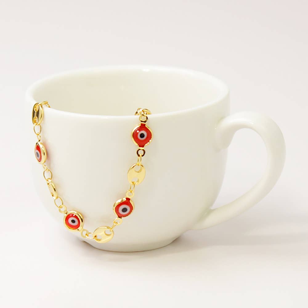 18K Gold Plated Red Evil Eye Anklet