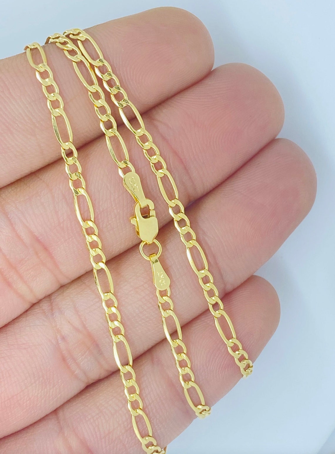 Dainty 14K Yellow Gold Italian Figaro Link Chain Necklace 2MM Pure 14 Karat Gold Necklaces, 16''-24’' Men Women Unisex 14k Figaro Link Chain, Women Girls Men Boys Necklace14K Gold 16" 18" 20" 22" 24 30"…