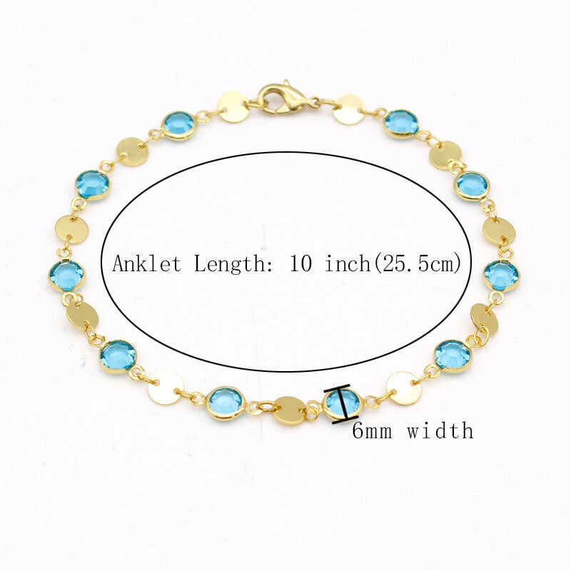 Aquamarine Crystal Ankle Bracelet