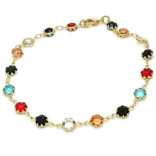 18K Gold Plated Gold and Multi Color Dark Crystal Round 6''