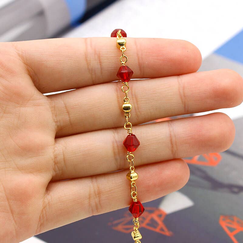 Polish Finish Red Crystal Ankle Bracelet