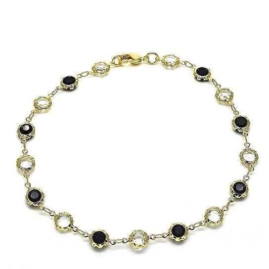 18K Gold Plated Gold Crystal Black and white Round 8''