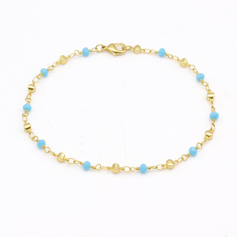 High Finish Polish Turquoise Ball Ankle Bracelet