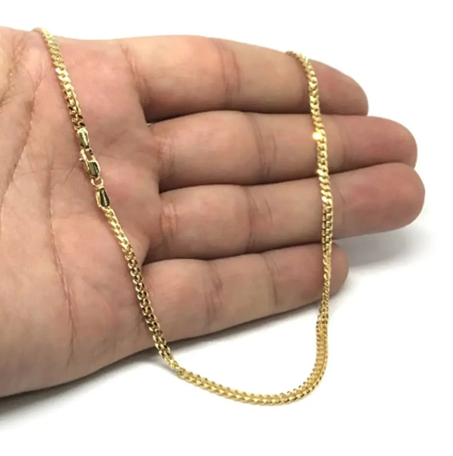 Dainty 10K Yellow Gold Italian Miami Cuban Link Chain Necklace 3MM Pure 10 Karat Gold Necklaces, 16''-24’' Men Women Unisex 10k Miami Cuban Link Chain, Women Girls Men Boys Necklace 10K Gold 16" 18" 20" 22" 24"