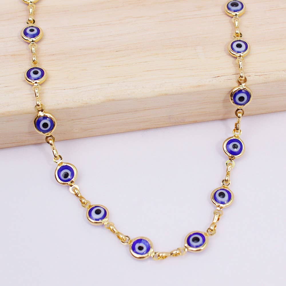 18K Gold Plated Blue Evil Eye Anklet