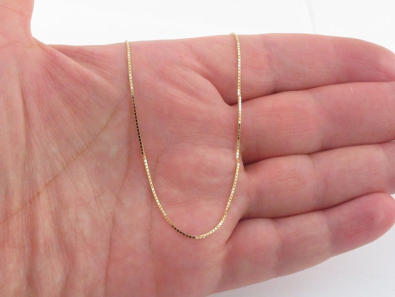 14 kt gold box online chain necklace