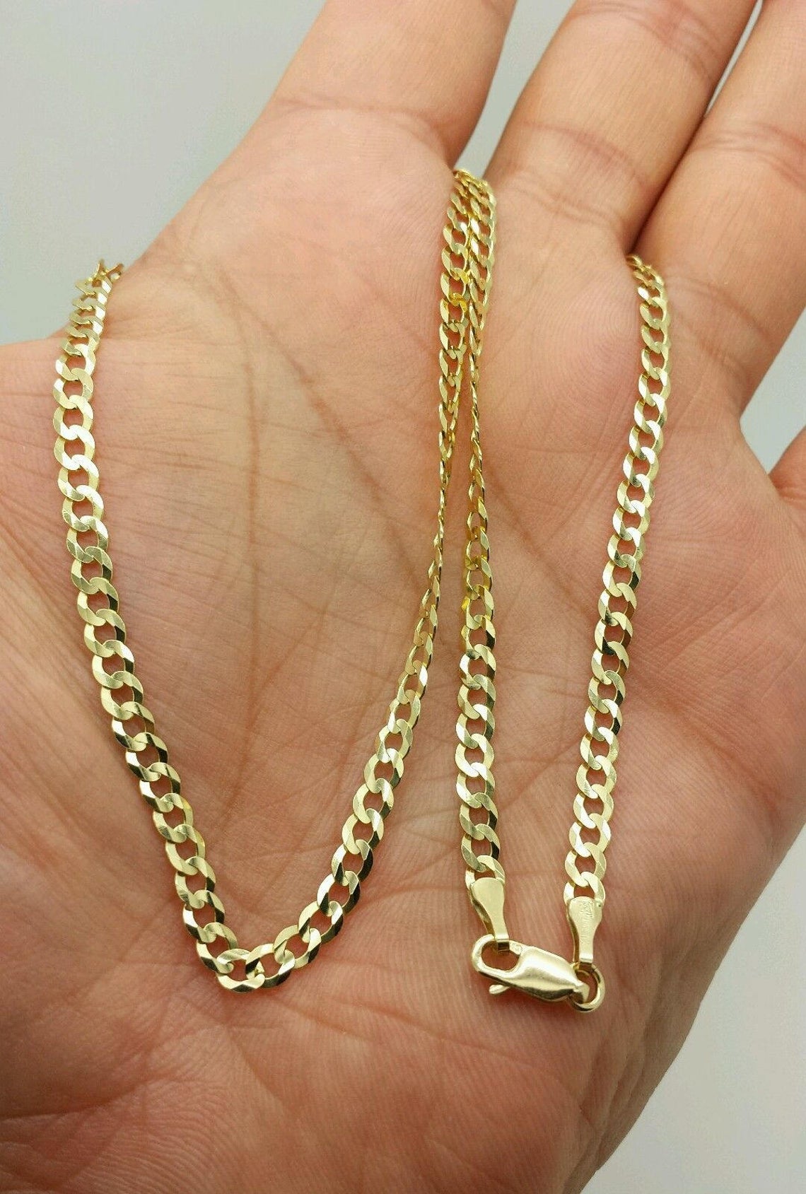 10K Yellow Solid Gold Italian Cuban Curb Chain Necklace 2.8MM Pure 10 Karat Gold Necklace, 16''-30’' Men Women Unisex Teens 10k Cuban Curb Chain