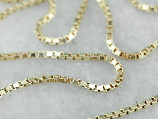 14k Dainty Thin Yellow Gold Box Chain Necklace .8MM Pure 14 Karat Gold Necklace, 16''-30’' Men Women Unisex Teens 14k Box Chain Necklace