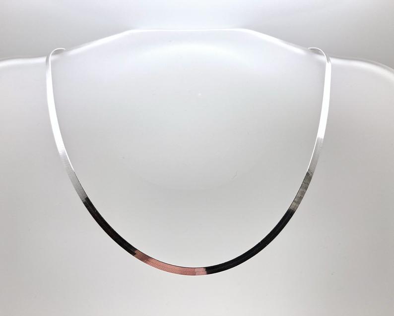 Solid Sterling Silver Herringbone Necklace - 4 Lengths