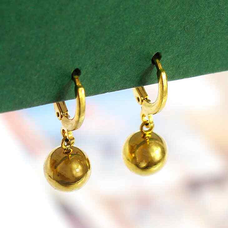 18K Gold Plated Classic Hanging Ball Earrings