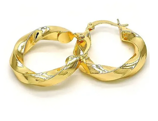 Gold Plated Bamboo Twist Hoop Earrings